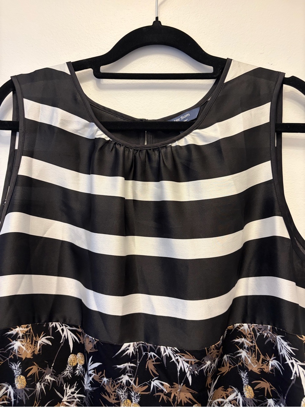 Peter Som Women's L Mixed Print Floral Striped Silky Sleeveless Blouse - Picture 4 of 11